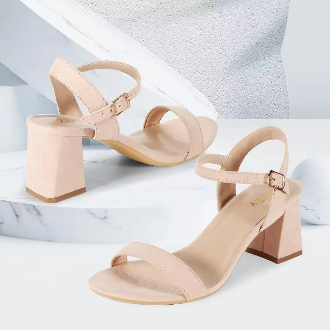 ZriEy Mid-height Chunky Block Heels for Women Heeled Sandals 2.8 Inch Open Toe Adjustable Ankle Strap Heels for Weddings Parties Daily Wear Shoes