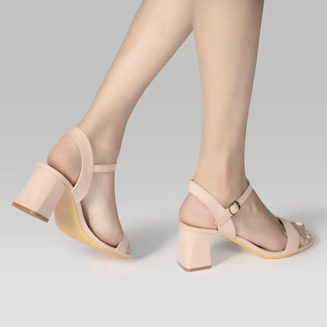 ZriEy Mid-height Chunky Block Heels for Women Heeled Sandals 2.8 Inch Open Toe Adjustable Ankle Strap Heels for Weddings Parties Daily Wear Shoes