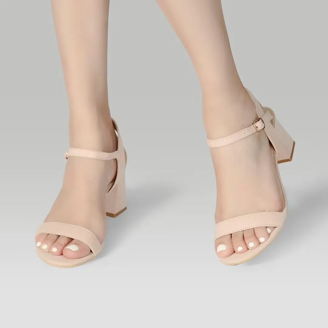 ZriEy Mid-height Chunky Block Heels for Women Heeled Sandals 2.8 Inch Open Toe Adjustable Ankle Strap Heels for Weddings Parties Daily Wear Shoes