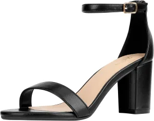 ZriEy Women's Chunky Block Open Toe Mid Heeled Sandals Two Strap Slip on Heels Slide Sandals for Party Wedding Dress Dating Daily Pumps Shoes