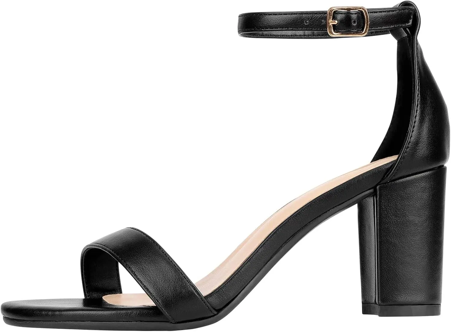 ZriEy Women's Chunky Block Open Toe Mid Heeled Sandals Two Strap Slip on Heels Slide Sandals for Party Wedding Dress Dating Daily Pumps Shoes
