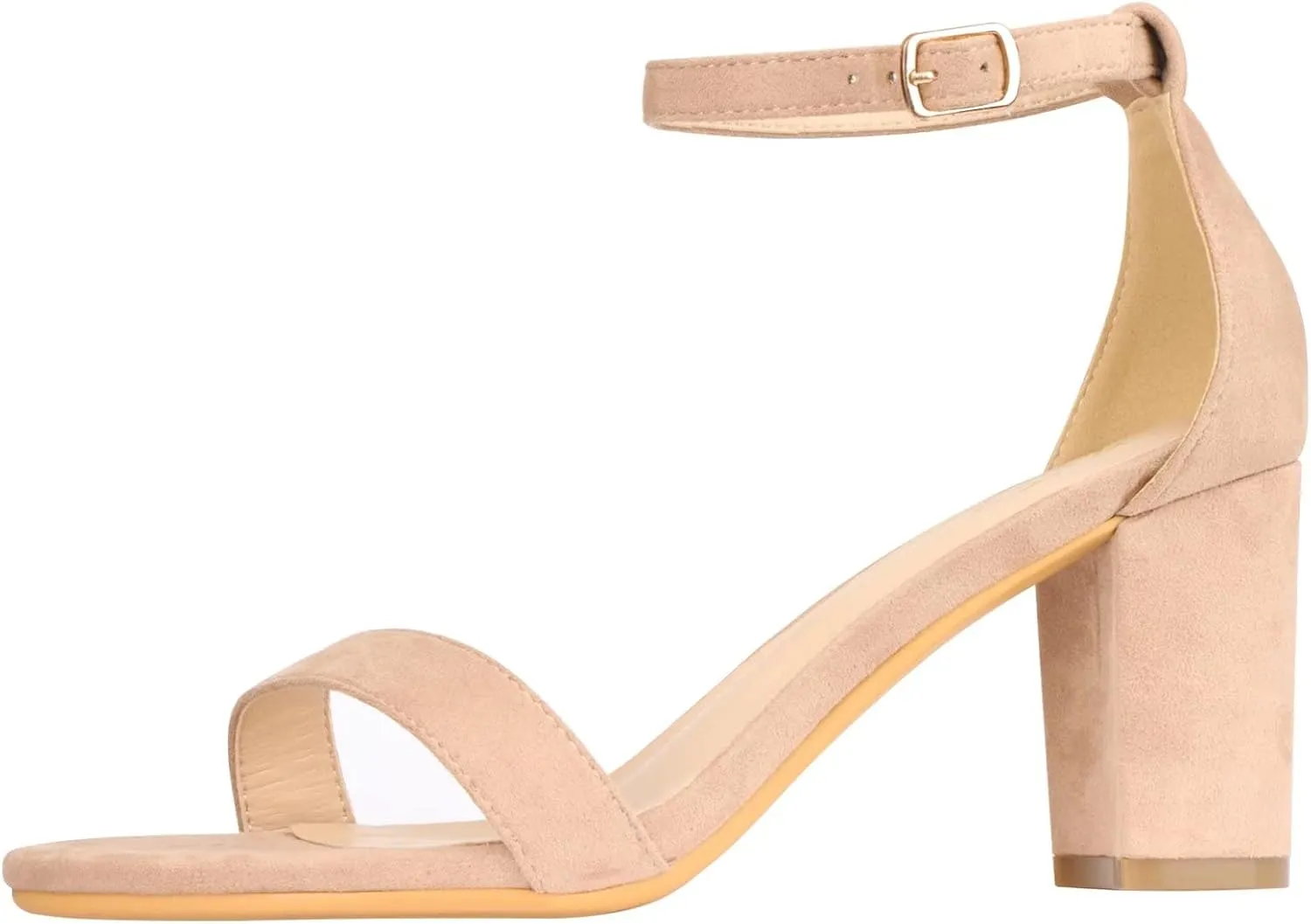 ZriEy Women's Chunky Block Open Toe Mid Heeled Sandals Two Strap Slip on Heels Slide Sandals for Party Wedding Dress Dating Daily Pumps Shoes