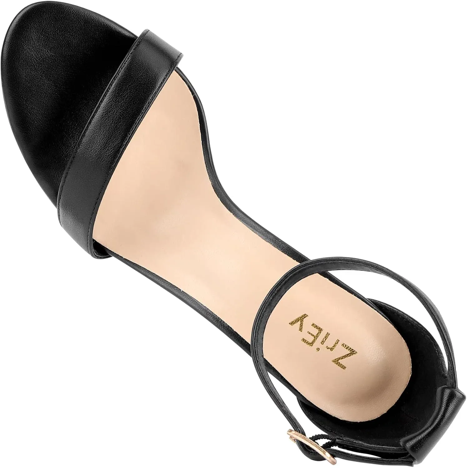 ZriEy Women's Chunky Block Open Toe Mid Heeled Sandals Two Strap Slip on Heels Slide Sandals for Party Wedding Dress Dating Daily Pumps Shoes