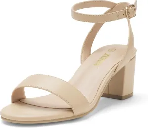 ZURIN Womens Low Block Chunky Heels Open Toe Ankle Strap Heeled Sandals Dress Pumps Shoes for Wedding Bridal Evening Party Homecoming Prom