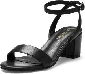 ZURIN Womens Low Block Chunky Heels Open Toe Ankle Strap Heeled Sandals Dress Pumps Shoes for Wedding Bridal Evening Party Homecoming Prom